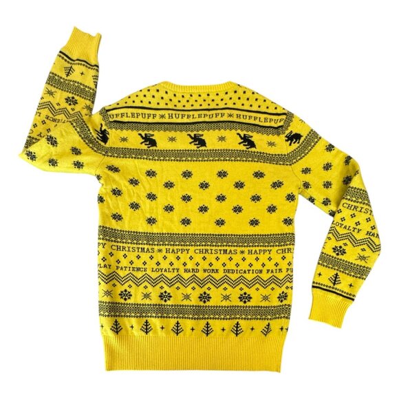 Harry Potter Hufflepuff Ugly Holiday Sweater - BoxLunch Exclusive MENS Sz Med - Picture 7 of 7